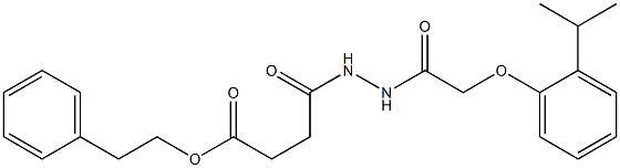 phenethyl 4-{2-[2-(2-isopropylphenoxy)acetyl]hydrazino}-4-oxobutanoate 结构式