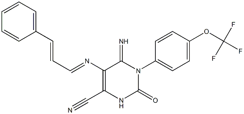 6-imino-2-oxo-5-{[(E,2E)-3-phenyl-2-propenylidene]amino}-1-[4-(trifluoromethoxy)phenyl]-1,2,3,6-tetrahydro-4-pyrimidinecarbonitrile