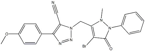 1-[(4-bromo-2-methyl-5-oxo-1-phenyl-2,5-dihydro-1H-pyrazol-3-yl)methyl]-4-(4-methoxyphenyl)-1H-1,2,3-triazole-5-carbonitrile Structure