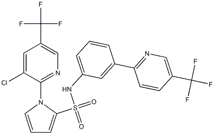 1-[3-chloro-5-(trifluoromethyl)-2-pyridinyl]-N-{3-[5-(trifluoromethyl)-2-pyridinyl]phenyl}-1H-pyrrole-2-sulfonamide,,结构式