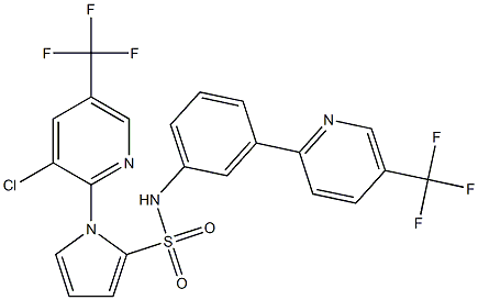 1-[3-chloro-5-(trifluoromethyl)-2-pyridinyl]-N-{3-[5-(trifluoromethyl)-2-pyridinyl]phenyl}-1H-pyrrole-2-sulfonamide 化学構造式