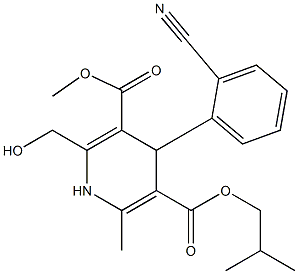 4-(2-Cyanophenyl)-2-hydroxymethyl-6-methyl-1,4-dihydropyridine-3,5-dicarboxylic acid 3-methyl 5-isobutyl ester Struktur