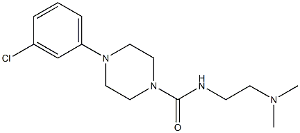 N-(2-ジメチルアミノエチル)-4-[3-クロロフェニル]ピペラジン-1-カルボアミド 化学構造式