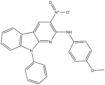 3-Nitro-9-phenyl-2-(p-methoxyanilino)-9H-pyrido[2,3-b]indole,,结构式