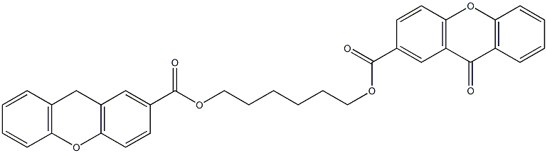 9-Oxo-9H-xanthene-2-carboxylic acid 6-[(9H-xanthene-2-yl)carbonyloxy]hexyl ester 结构式