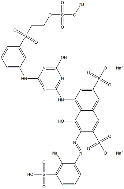  5-Hydroxy-4-[[4-hydroxy-6-[3-[[2-(sodiosulfooxy)ethyl]sulfonyl]anilino]-1,3,5-triazin-2-yl]amino]-6-[(2-sodiosulfophenyl)azo]-2,7-naphthalenedisulfonic acid disodium salt