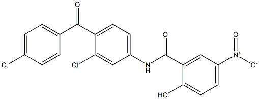 2-Hydroxy-5-nitro-N-[3-chloro-4-(4-chlorobenzoyl)phenyl]benzamide,,结构式