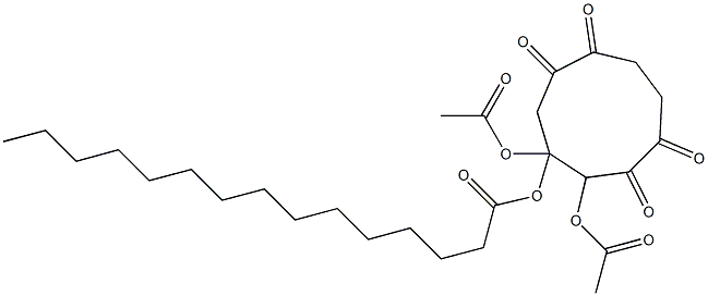 2,3-Bis(acetyloxy)-1,5-dioxa-6,9-dioxo-3-pentadecanoyloxycyclononane 结构式