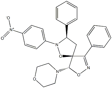(3R,5S,5'S)-2-(4-Nitrophenyl)-3-phenyl-3'-phenyl-5'-morpholinospiro[isoxazolidine-5,4'-[2]isoxazoline],,结构式