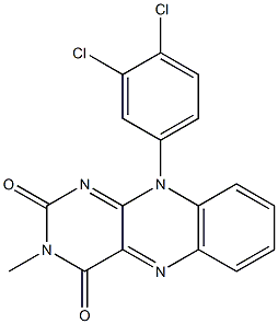 3-メチル-10-(3,4-ジクロロフェニル)ピリミド[4,5-b]キノキサリン-2,4(3H,10H)-ジオン 化学構造式