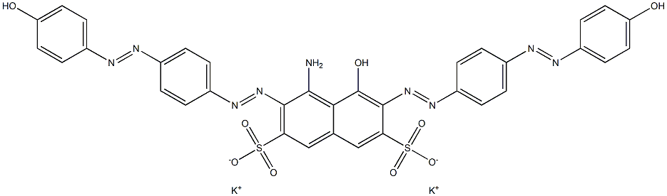 4-Amino-5-hydroxy-3,6-bis[p-(p-hydroxyphenylazo)phenylazo]-2,7-naphthalenedisulfonic acid dipotassium salt 结构式