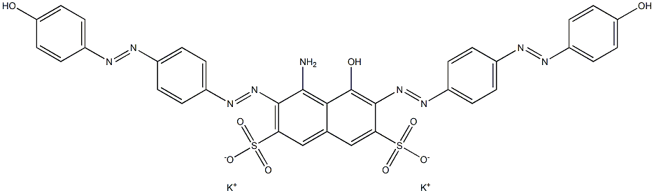 4-Amino-5-hydroxy-3,6-bis[p-(p-hydroxyphenylazo)phenylazo]-2,7-naphthalenedisulfonic acid dipotassium salt,,结构式