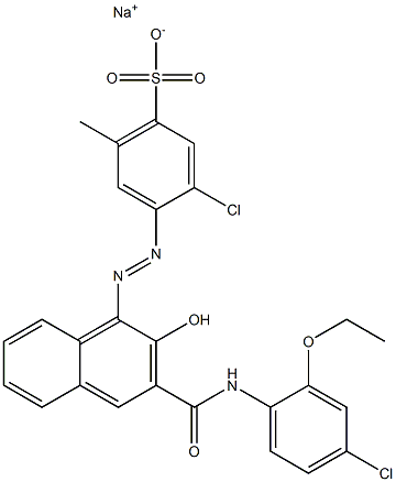 3-クロロ-6-メチル-4-[[3-[[(4-クロロ-2-エトキシフェニル)アミノ]カルボニル]-2-ヒドロキシ-1-ナフチル]アゾ]ベンゼンスルホン酸ナトリウム 化学構造式