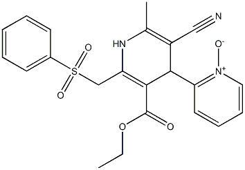 5-Cyano-1,4-dihydro-6-methyl-2-[phenylsulfonylmethyl]-4-[(pyridine 1-oxide)-2-yl]pyridine-3-carboxylic acid ethyl ester Struktur