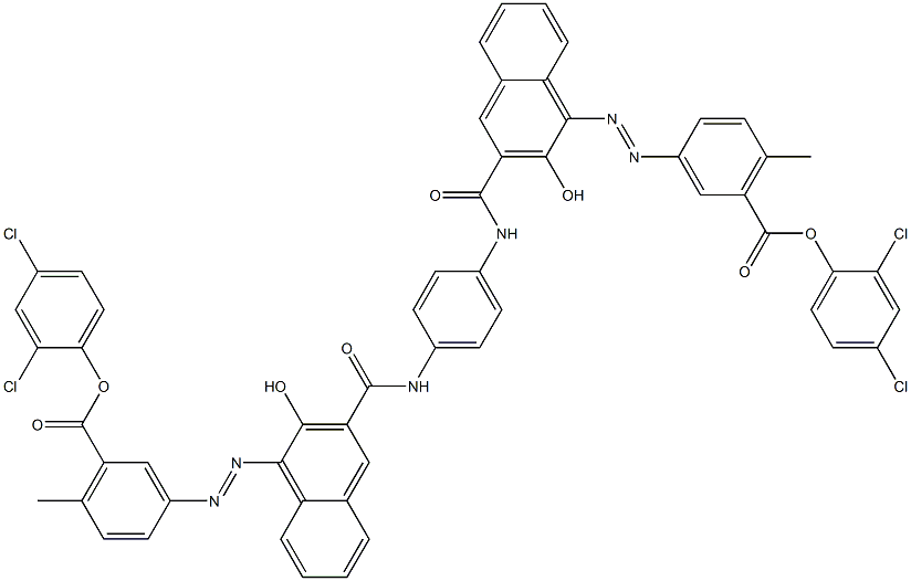 1,4-Bis[1-[[4-methyl-5-(2,4-dichlorophenoxycarbonyl)phenyl]azo]-2-hydroxy-3-naphthoylamino]benzene 结构式