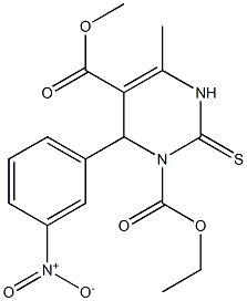 1,2,3,4-Tetrahydro-6-methyl-4-(3-nitrophenyl)-2-thioxopyrimidine-3,5-dicarboxylic acid 3-ethyl 5-methyl ester Struktur