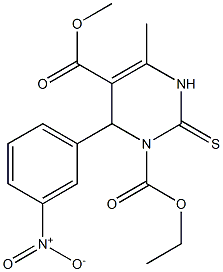 1,2,3,4-Tetrahydro-6-methyl-4-(3-nitrophenyl)-2-thioxopyrimidine-3,5-dicarboxylic acid 3-ethyl 5-methyl ester,,结构式