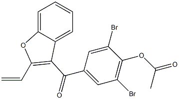 3-(3,5-ジブロモ-4-アセトキシベンゾイル)-2-エテニルベンゾフラン 化学構造式