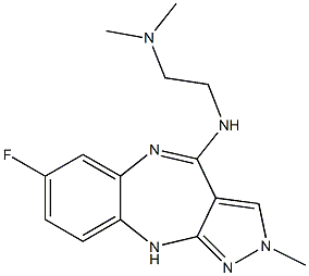 2-メチル-7-フルオロ-4-[[2-(ジメチルアミノ)エチル]アミノ]2,10-ジヒドロピラゾロ[3,4-b][1,5]ベンゾジアゼピン 化学構造式