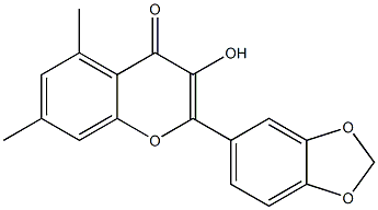 3-Hydroxy-5,7-dimethyl-2-(3,4-methylenebisoxyphenyl)-4H-1-benzopyran-4-one Structure