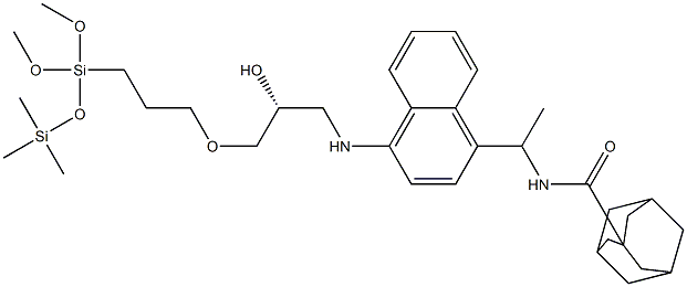 N-[(R)-1-[4-[[2-Hydroxy-3-[[3-[dimethoxy(trimethylsilyloxy)silyl]propyl]oxy]propyl]amino]-1-naphtyl]ethyl]adamantane-3-carboxamide Structure