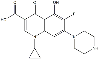 1-Cyclopropyl-6-fluoro-1,4-dihydro-5-hydroxy-4-oxo-7-(1-piperazinyl)quinoline-3-carboxylic acid Structure