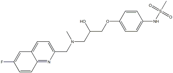 N-[4-[2-ヒドロキシ-3-[N-(6-フルオロ-2-キノリニルメチル)メチルアミノ]プロピルオキシ]フェニル]メタンスルホンアミド 化学構造式