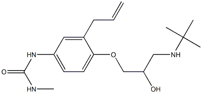 1-メチル-3-[3-(2-プロペニル)-4-[2-ヒドロキシ-3-[tert-ブチルアミノ]プロポキシ]フェニル]尿素 化学構造式