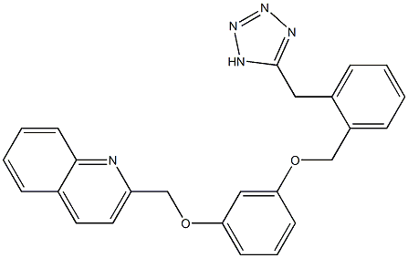 2-[3-[2-(1H-テトラゾール-5-イルメチル)ベンジルオキシ]フェノキシメチル]キノリン 化学構造式