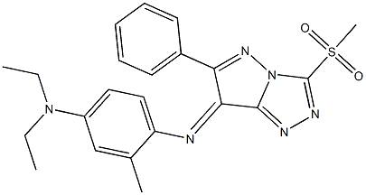 (7E)-7-[[2-Methyl-4-(diethylamino)phenyl]imino]-3-(methylsulfonyl)-6-phenyl-7H-pyrazolo[5,1-c]-1,2,4-triazole Struktur