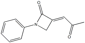 (E)-3-(2-オキソプロピリデン)-1-フェニルアゼチジン-2-オン 化学構造式