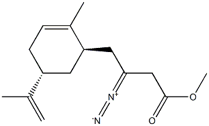 4-[(1R,3R)-3-(1-メチルエテニル)-6-メチル-5-シクロヘキセニル]-3-ジアゾ酪酸メチル 化学構造式