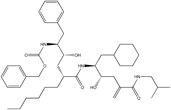 (4S,5S)-6-Cyclohexyl-5-[[(2R,4R,5S)-6-phenyl-5-(benzyloxycarbonylamino)-4-hydroxy-2-hexylhexanoyl]amino]-4-hydroxy-2-methylene-N-(2-methylpropyl)hexanamide Structure