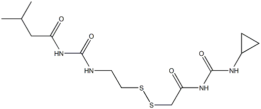 1-(3-メチルブチリル)-3-[2-[[(3-シクロプロピルウレイド)カルボニルメチル]ジチオ]エチル]尿素 化学構造式