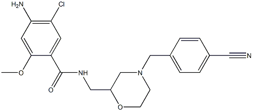 4-アミノ-5-クロロ-2-メトキシ-N-[[4-(4-シアノベンジル)-2-モルホリニル]メチル]ベンズアミド 化学構造式