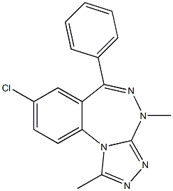 6-フェニル-8-クロロ-1,4-ジメチル-4H-[1,2,4]トリアゾロ[4,3-a][1,3,4]ベンゾトリアゼピン 化学構造式