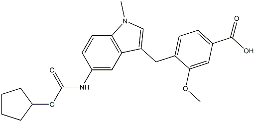 4-[5-(Cyclopentyloxycarbonylamino)-1-methyl-1H-indol-3-ylmethyl]-3-methoxybenzoic acid Struktur