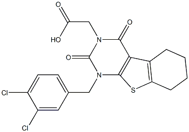 1-(3,4-Dichlorobenzyl)-1,2,3,4,5,6,7,8-octahydro-2,4-dioxo[1]benzothieno[2,3-d]pyrimidine-3-acetic acid Struktur