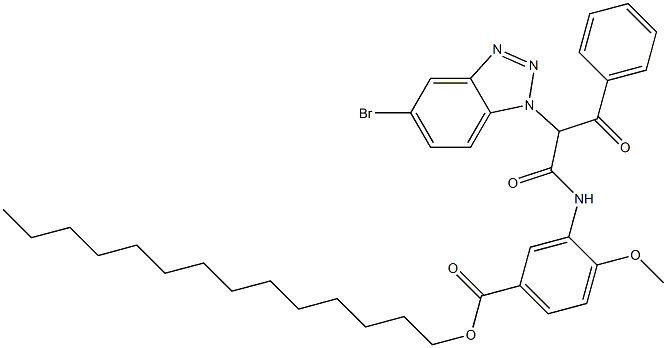 3-[3-フェニル-2-(5-ブロモ-1H-ベンゾトリアゾール-1-イル)-1,3-ジオキソプロピルアミノ]-4-メトキシ安息香酸テトラデシル 化学構造式