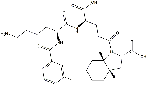 (2S,3aS,7aS)-Octahydro-1-[(4R)-4-[[(2S)-6-amino-2-[3-fluorobenzoylamino]hexanoyl]amino]-4-carboxybutyryl]-1H-indole-2-carboxylic acid Structure