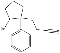 2-Bromo-1-phenyl-1-[(2-propyn-1-yl)oxy]cyclopentane Struktur
