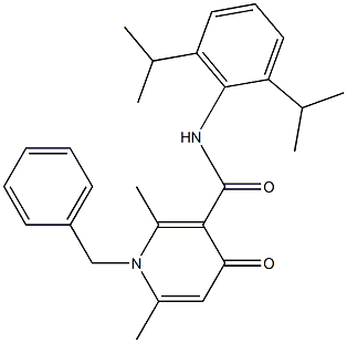 N-(2,6-ジイソプロピルフェニル)-1-ベンジル-2,6-ジメチル-4-オキソ-1,4-ジヒドロ-3-ピリジンカルボアミド 化学構造式