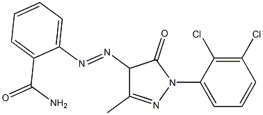 4-(2-カルバモイルフェニルアゾ)-1-(2,3-ジクロロフェニル)-3-メチル-5(4H)-ピラゾロン 化学構造式