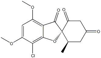 (2S,6'R)-7-クロロ-4,6-ジメトキシ-6'-メチルスピロ[ベンゾフラン-2(3H),1'-シクロヘキサン]-2',3,4'-トリオン 化学構造式