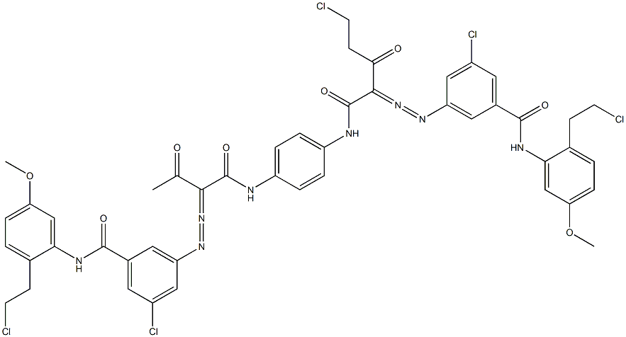 3,3'-[2-(Chloromethyl)-1,4-phenylenebis[iminocarbonyl(acetylmethylene)azo]]bis[N-[2-(2-chloroethyl)-5-methoxyphenyl]-5-chlorobenzamide] 结构式