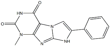 1-メチル-7-フェニル-1H-イミダゾ[2,1-f]プリン-2,4(3H,8H)-ジオン 化学構造式