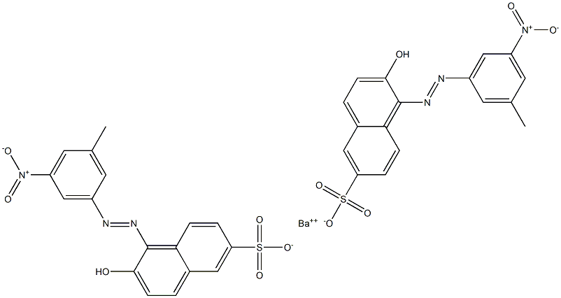 Bis[1-[(3-methyl-5-nitrophenyl)azo]-2-hydroxy-6-naphthalenesulfonic acid]barium salt,,结构式