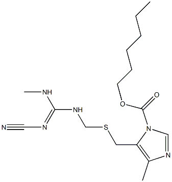 5-[[[(2-Cyano-3-methylguanidino)methyl]thio]methyl]-4-methyl-1H-imidazole-1-carboxylic acid hexyl ester,,结构式