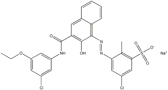 3-Chloro-6-methyl-5-[[3-[[(3-chloro-5-ethoxyphenyl)amino]carbonyl]-2-hydroxy-1-naphtyl]azo]benzenesulfonic acid sodium salt 结构式