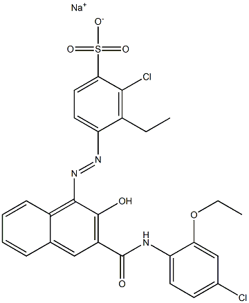 2-Chloro-3-ethyl-4-[[3-[[(4-chloro-2-ethoxyphenyl)amino]carbonyl]-2-hydroxy-1-naphtyl]azo]benzenesulfonic acid sodium salt Structure